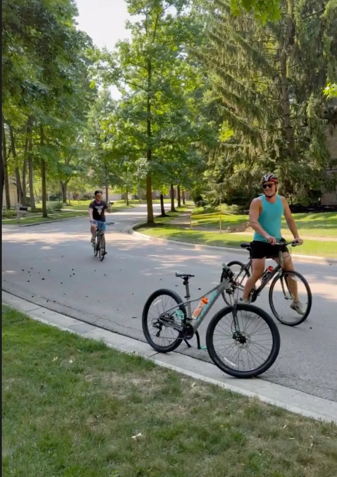 Bikers finishing another lap
